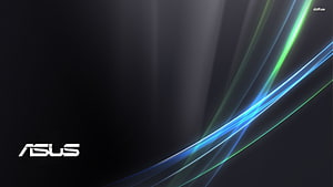 Asus Dark Abstract Light Streaks with Blue and Green Neon Glow HD wallpaper