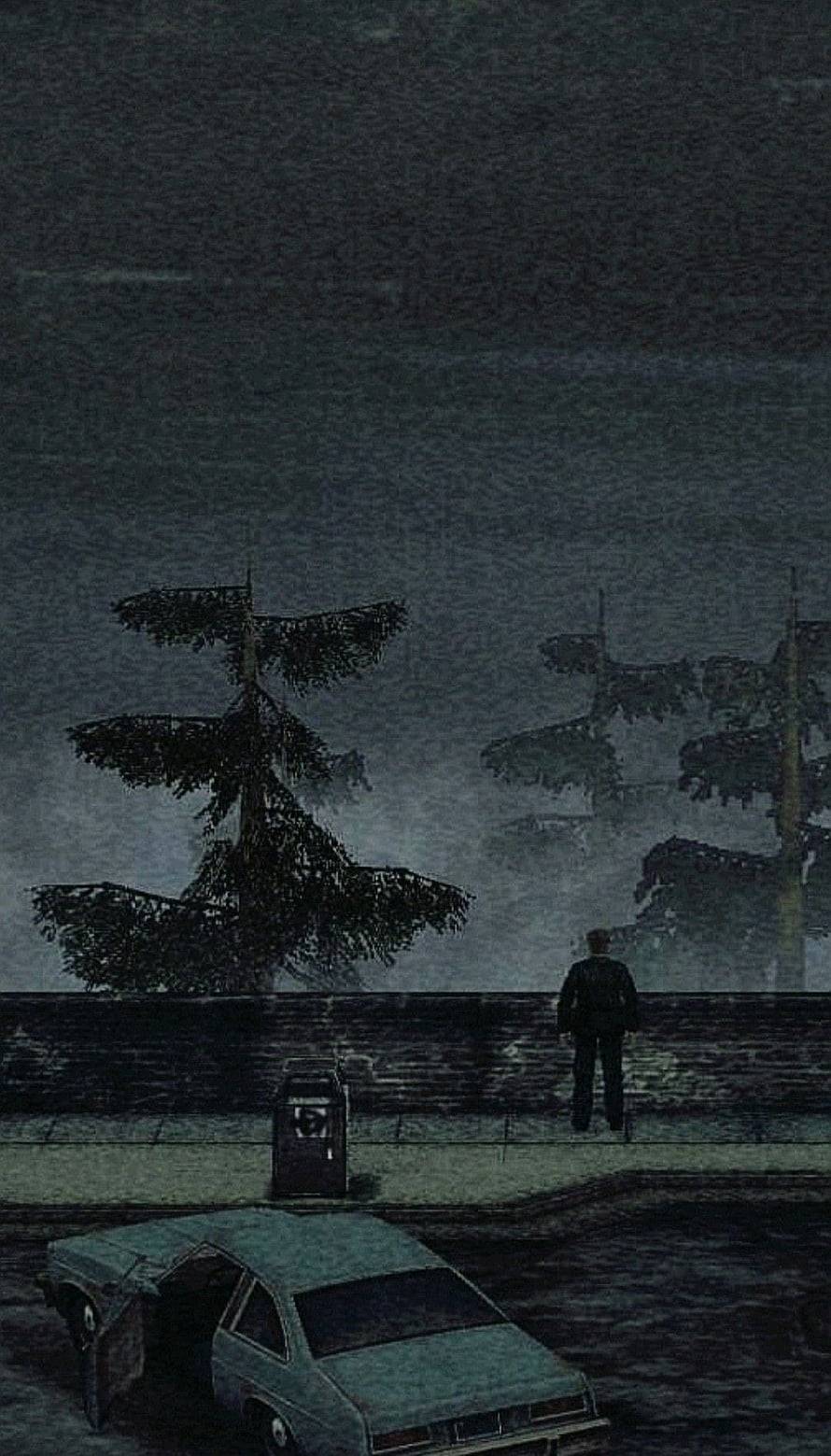 Silent Hill 2 James Sunderland Standing by Lake with Abandoned Car HD phone wallpaper