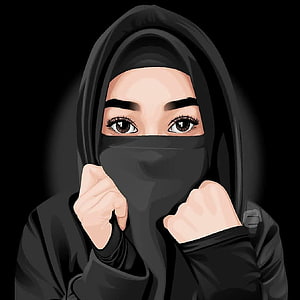 Digital Art Portrait of a Woman in Black Niqab with Expressive Eyes, Niqab is love ideas in 2021. niqab, islamic girl, hijab cartoon, Cadar HD phone wallpaper