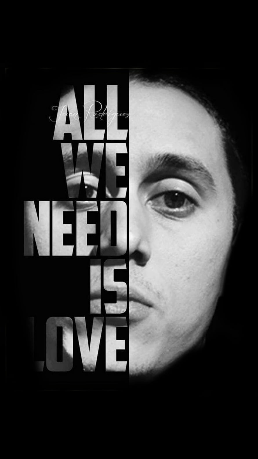 Black and White Portrait of Young Paul McCartney with All We Need Is Love Quote HD phone wallpaper