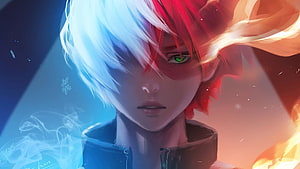 Enji Todoroki from My Hero Academia with Half-Cold Half-Flame Powers HD wallpaper
