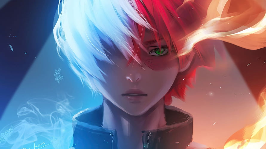 Enji Todoroki from My Hero Academia with Half-Cold Half-Flame Powers HD wallpaper