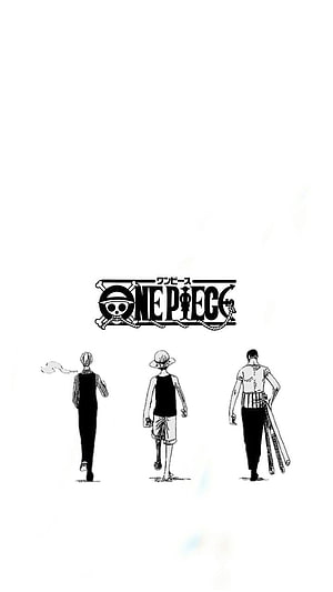 One Piece Luffy Zoro Sanji Walking Away Minimalist Anime Wallpaper HD phone wallpaper