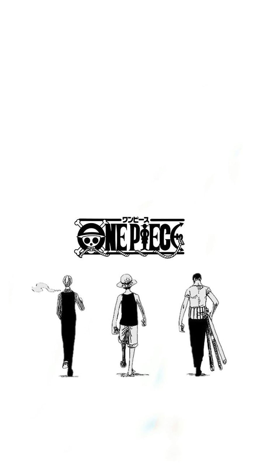 One Piece Luffy Zoro Sanji Walking Away Minimalist Anime Wallpaper HD phone wallpaper