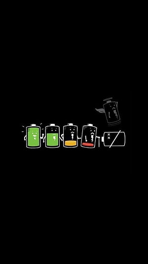 Cute Cartoon Batteries Showing Energy Levels From Full To Dead On Black Background HD phone wallpaper