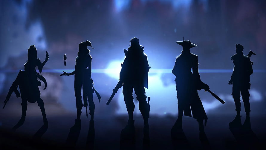 Valorant Agent Silhouettes Jett Phoenix Sova Sage Cypher Dark Blue Cinematic Poster HD wallpaper