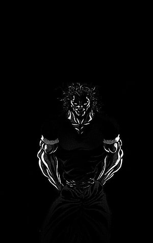 Baki Hanma Anime Character Portrait in High Contrast Black and White Style HD phone wallpaper