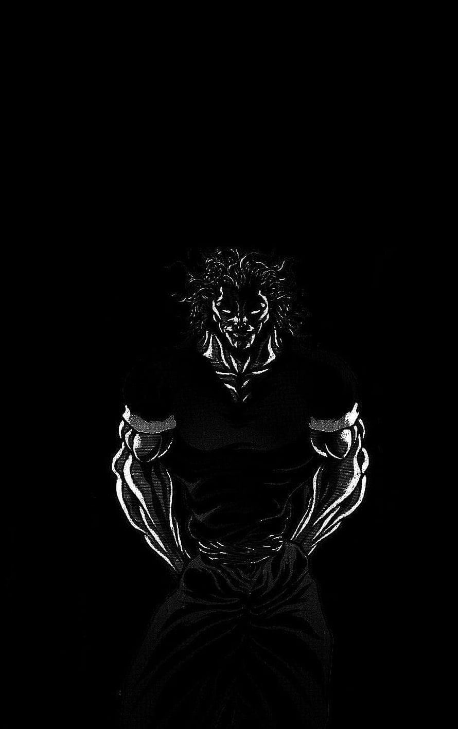 Baki Hanma Anime Character Portrait in High Contrast Black and White Style HD phone wallpaper