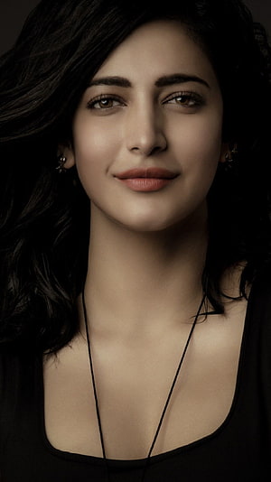 Shruti Hassan Portrait with Dark Hair and Black Top HD phone wallpaper