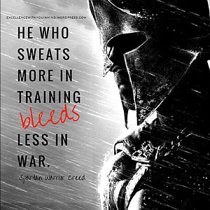 Spartan Warrior in Rain: Motivational Quote on Discipline and Training HD phone wallpaper
