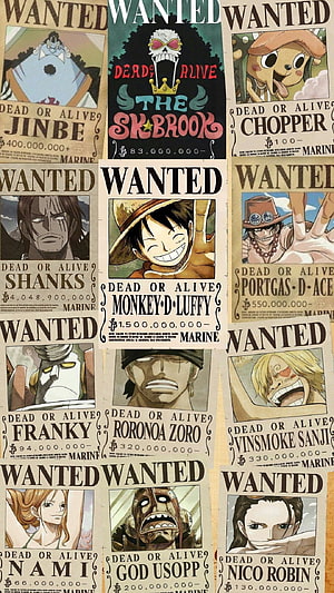 One Piece Straw Hat Pirates Wanted Posters Collection HD phone wallpaper
