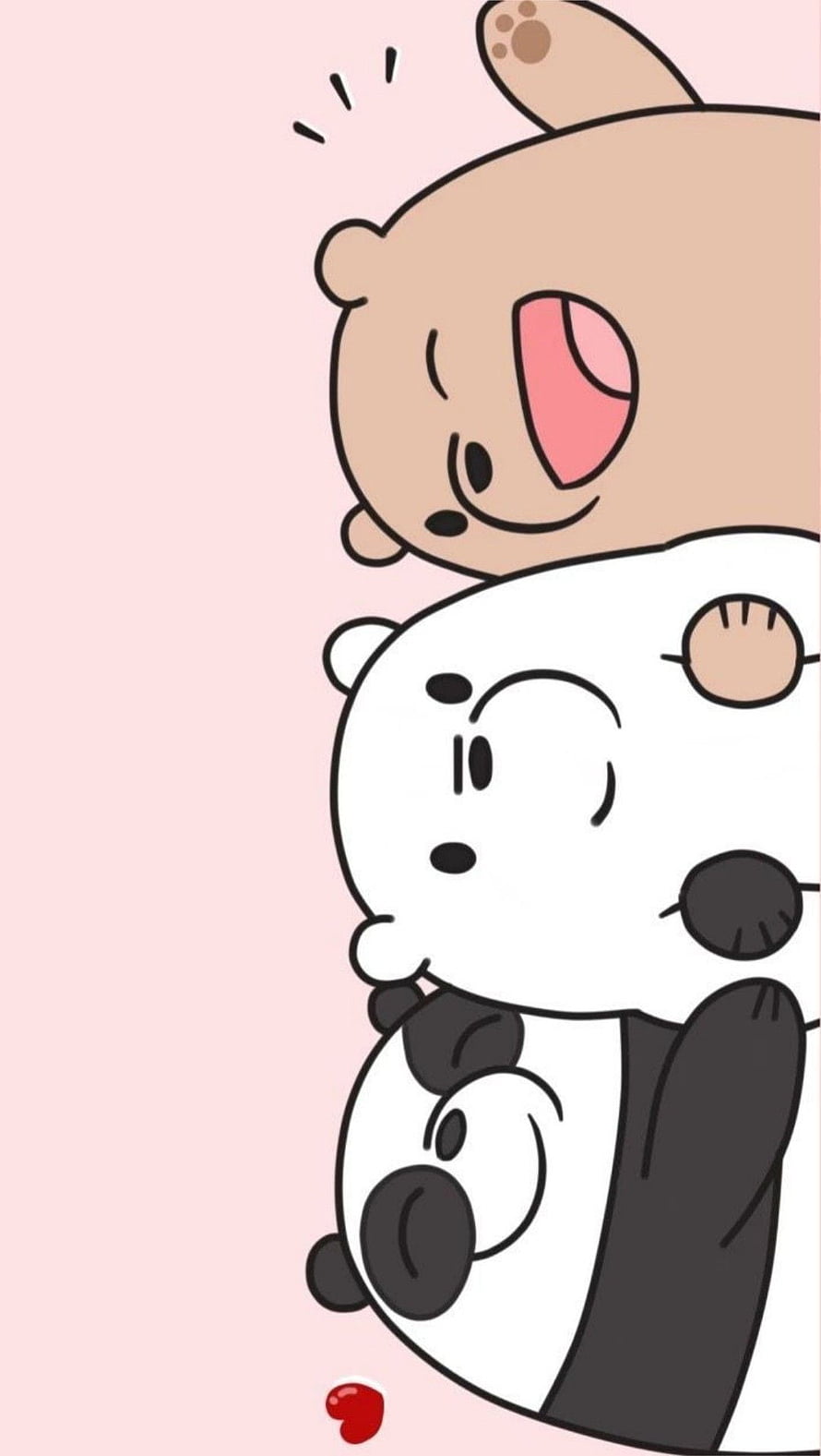 Cute Cartoon Bears Hugging on Pink Background HD phone wallpaper