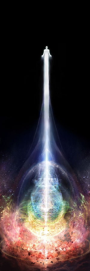 Ethereal Ascension: Glowing Human Spirit Rising from Cosmic Energy Vortex, meditation spirituality awakening, Spiritual Consciousness HD phone wallpaper