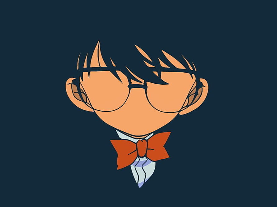 Conan Edogawa Anime Character Portrait With Glasses And Red Bow Tie HD wallpaper