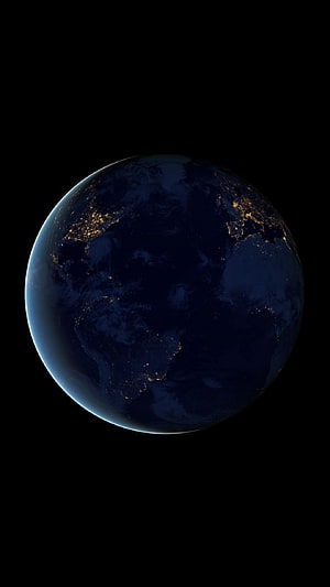 Planet Earth at Night with City Lights from Space HD phone wallpaper