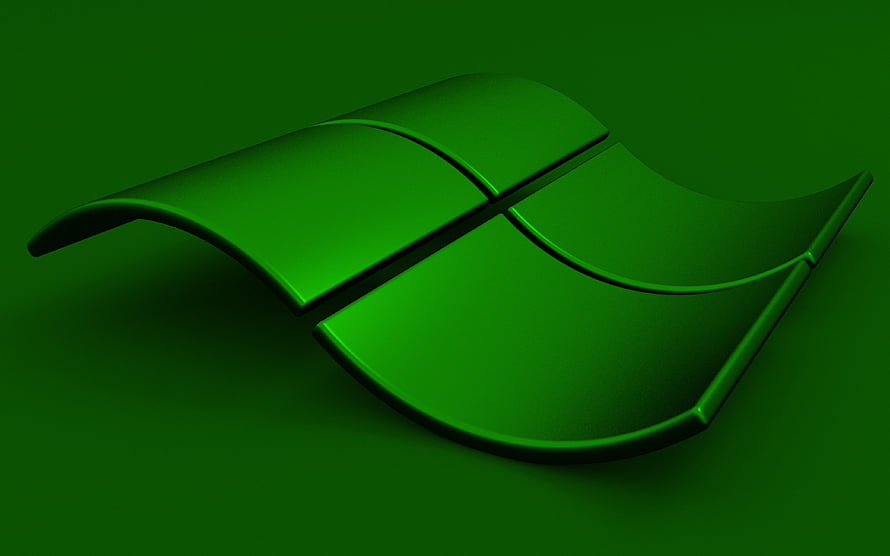 Monochromatic Green Microsoft Windows Logo 3D Render HD wallpaper