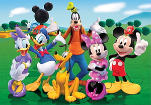 Mickey Mouse and Friends 3D Group Portrait in a Sunny Green Park HD wallpaper