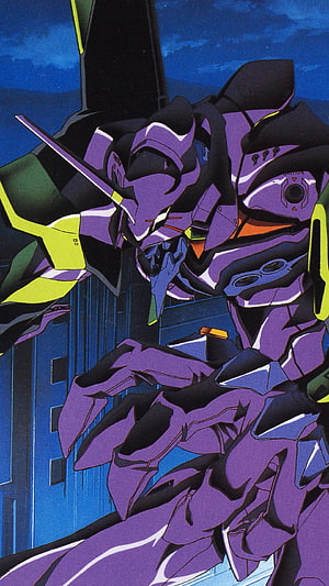 Eva Unit-01 Close-Up in Neon Genesis Evangelion Anime Style HD phone wallpaper