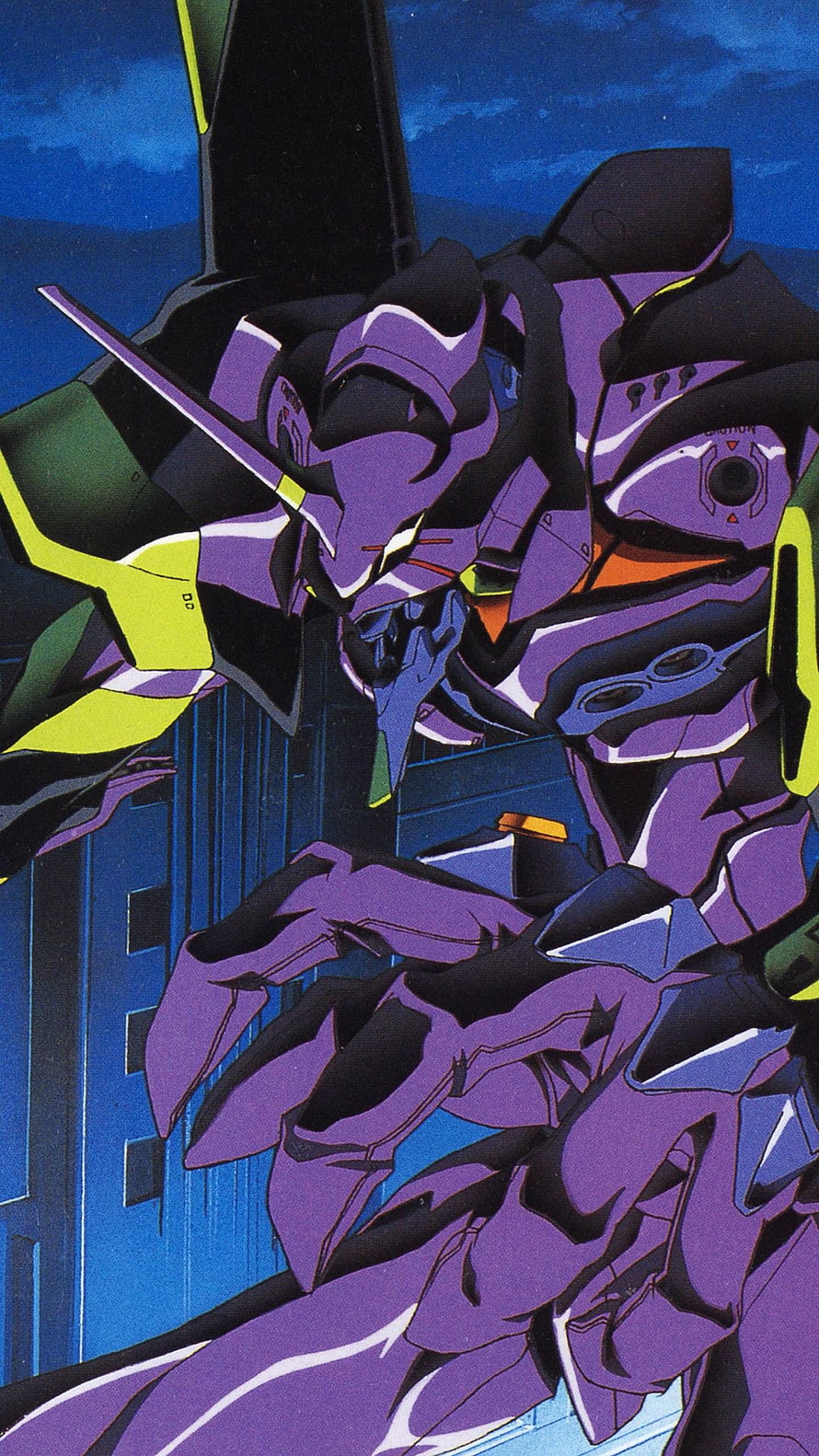 Eva Unit-01 Close-Up in Neon Genesis Evangelion Anime Style HD phone wallpaper