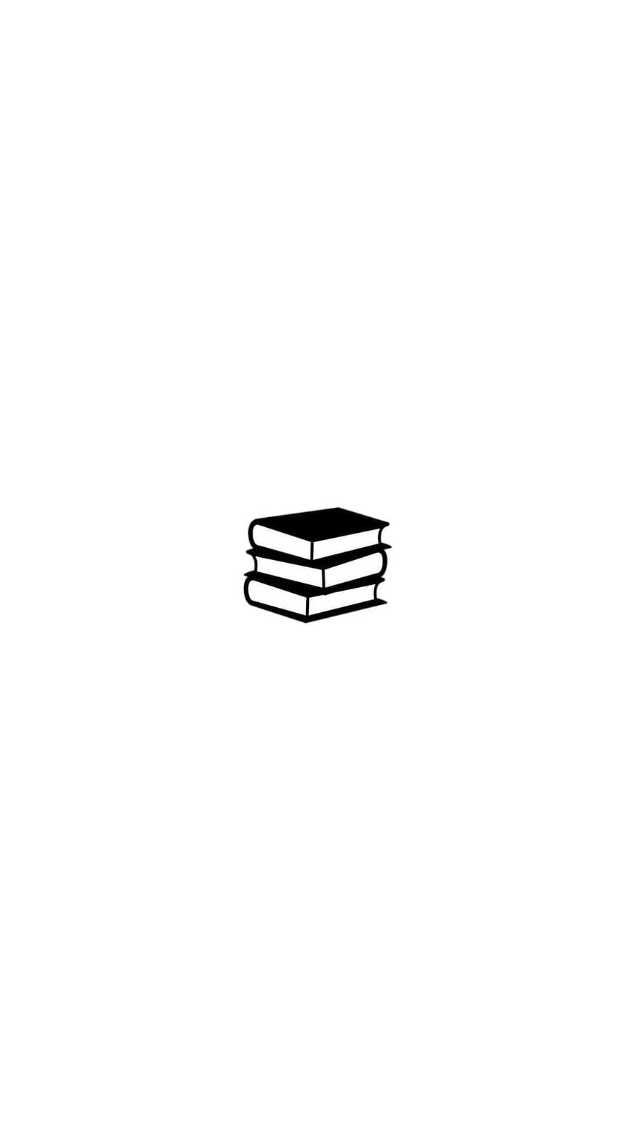 Minimalist Black and White Stacked Books Icon on Clean White Background HD phone wallpaper