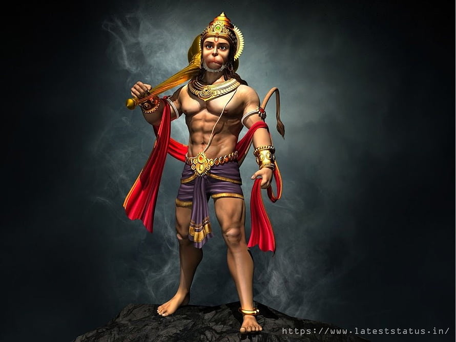 3D Digital Art of Hanuman Holding Golden Mace on Rocky Peak, Jai Shree Ram - Hanuman Ji -, Jai Shri Ram HD wallpaper