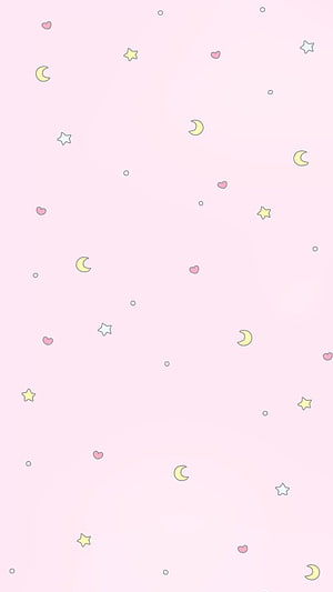 Pastel Pink Background With Cute Moon Stars And Hearts Pattern HD phone wallpaper