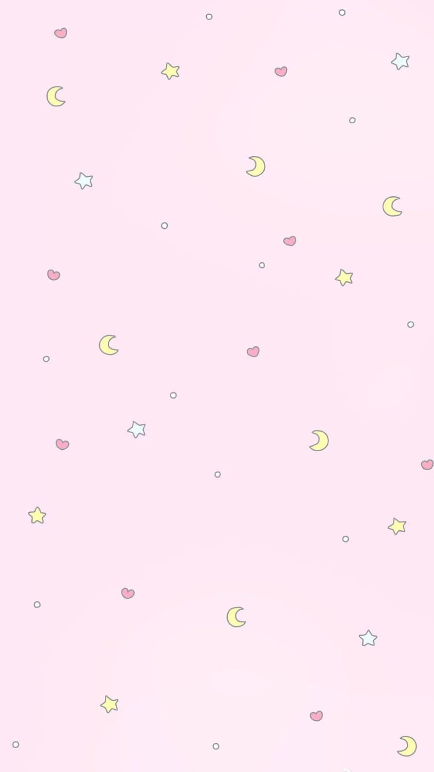Pastel Pink Background With Cute Moon Stars And Hearts Pattern HD phone wallpaper