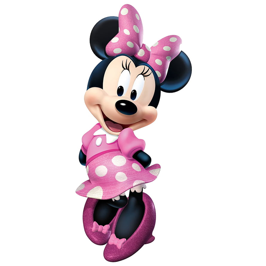 Minnie Mouse in Pink Polka Dot Dress and Bow Character Illustration HD phone wallpaper
