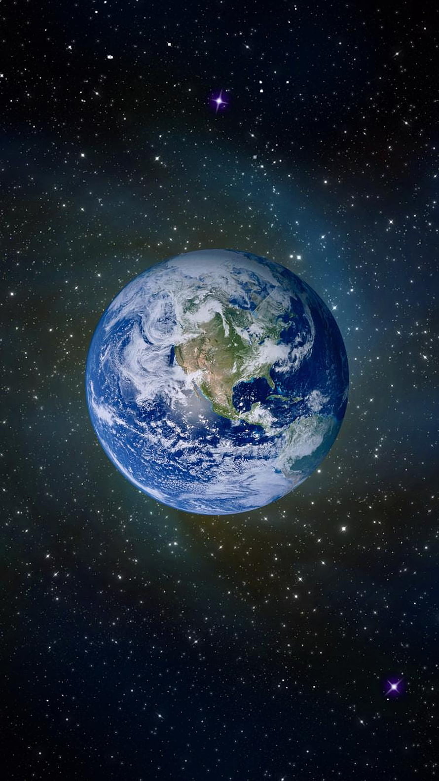 Full Earth View From Space With North America And Starry Deep Space Background HD phone wallpaper
