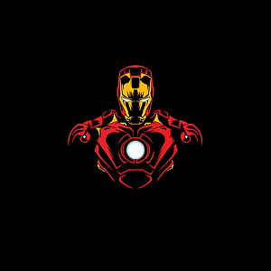 Iron Man Stylized Vector Portrait with Glowing Arc Reactor on Black Background, Iron Man , Marvel Superheroes, AMOLED, Pitch Black, Graphics CGI, Captain America AMOLED HD phone wallpaper