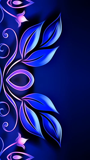Glowing Blue and Pink Floral Abstract Pattern on Dark Background HD phone wallpaper