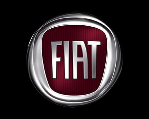 Fiat Car Logo Emblem with Chrome Ring and Red Shield on Black Background HD wallpaper