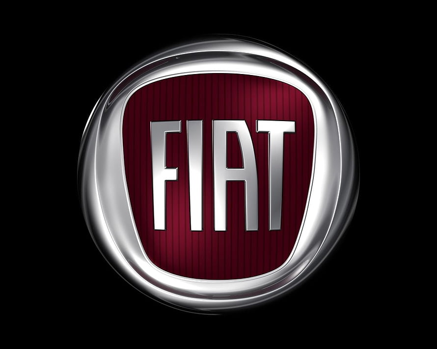 Fiat Car Logo Emblem with Chrome Ring and Red Shield on Black Background HD wallpaper