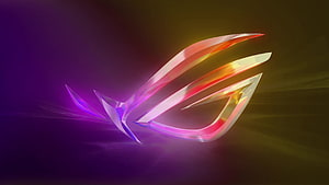 Asus ROG Republic of Gamers RGB Logo with Neon Glow on Dark Background HD wallpaper