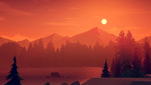 Firewatch Valley of Gods Sunset Over Mountain Lake and Pine Forest HD wallpaper