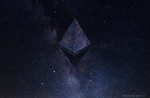 Ethereum Logo Floating in Deep Space with Starfield and Nebula Background HD wallpaper