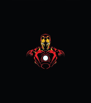 Minimalist Iron Man Vector Art with Glowing Arc Reactor on Black Background, Hero, Iron man, minimalist HD phone wallpaper