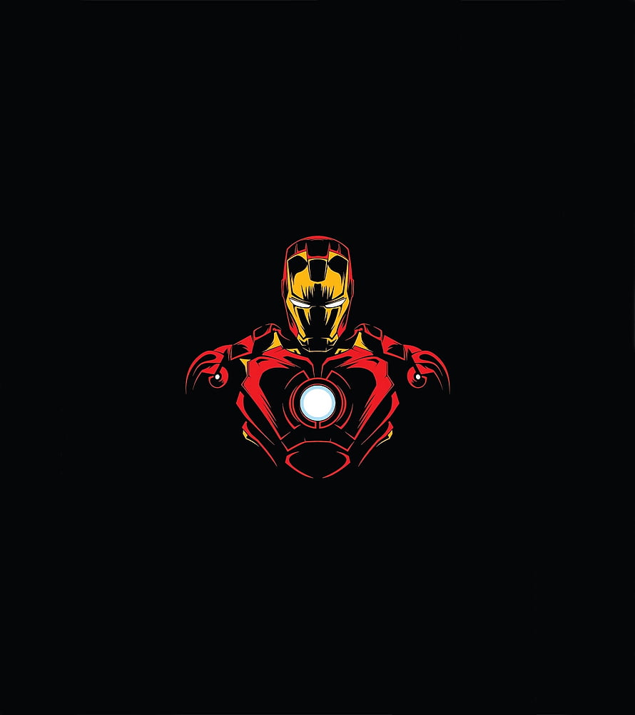 Minimalist Iron Man Vector Art with Glowing Arc Reactor on Black Background, Hero, Iron man, minimalist HD phone wallpaper