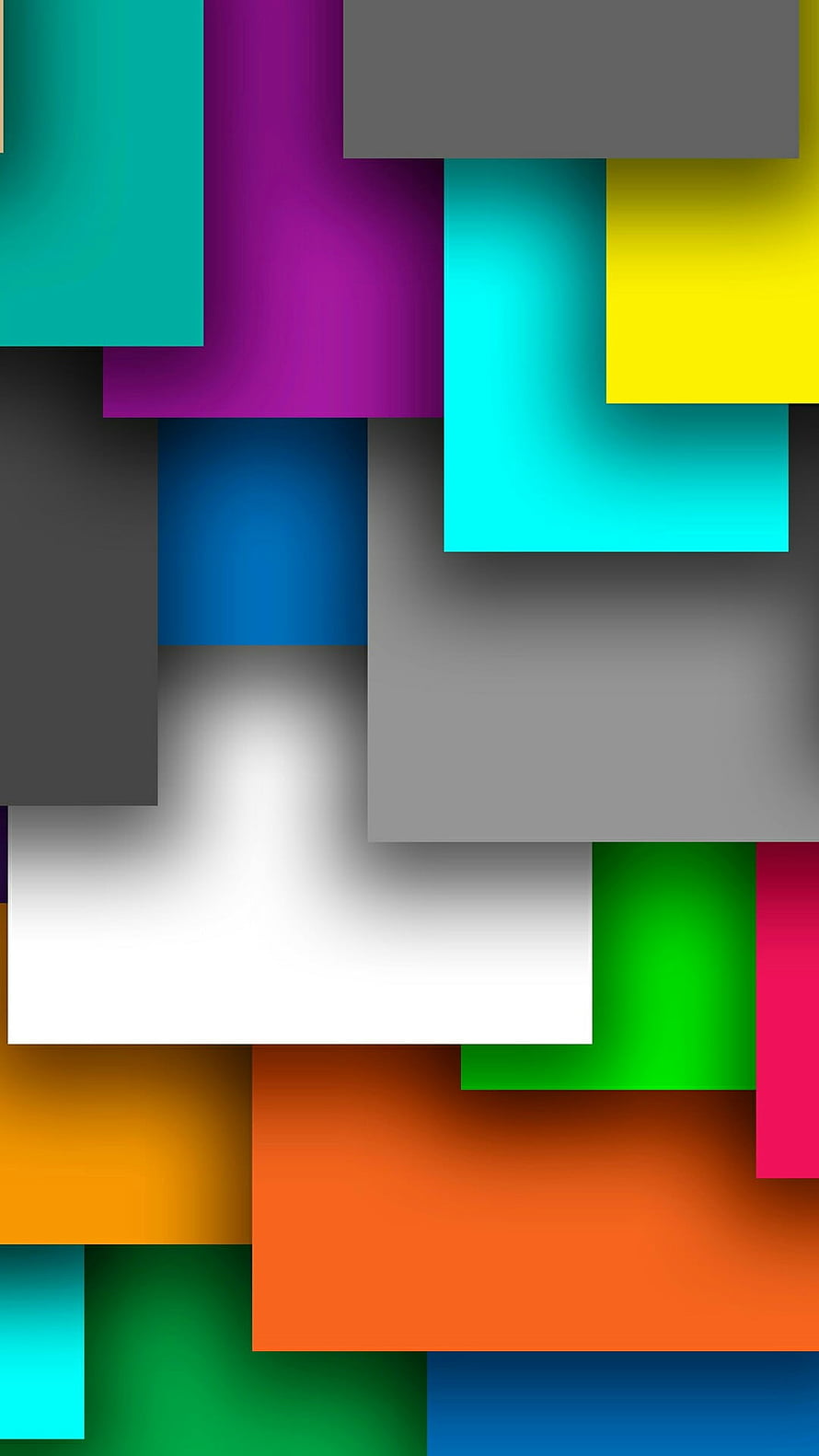 Vibrant Geometric Abstract Composition with Overlapping Colorful Rectangles and Soft Shadows HD phone wallpaper