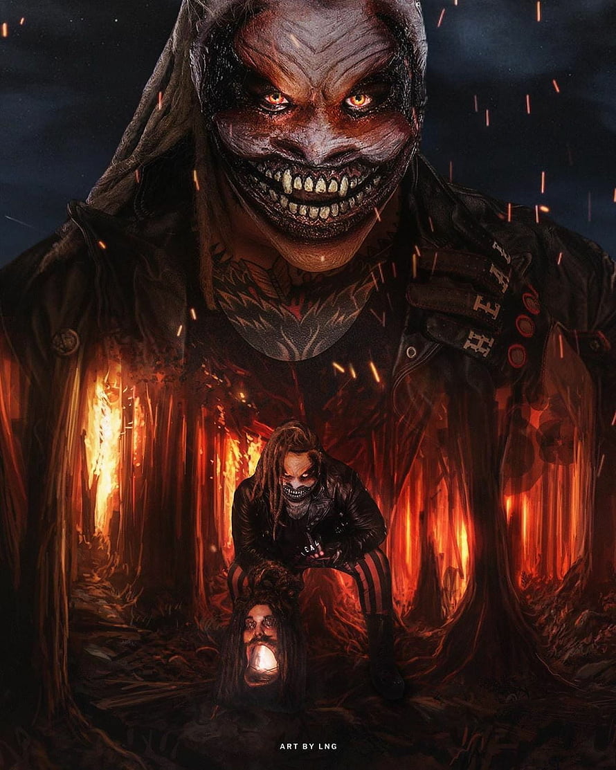 Bray Wyatt Fiend Character Artwork with Fiery Background and Lantern HD phone wallpaper