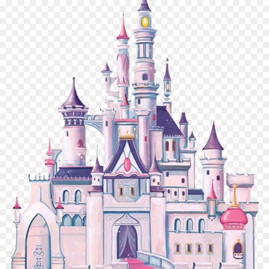 Dreamy Pastel Fairy Tale Castle Illustration with Pink and Purple Turrets HD phone wallpaper