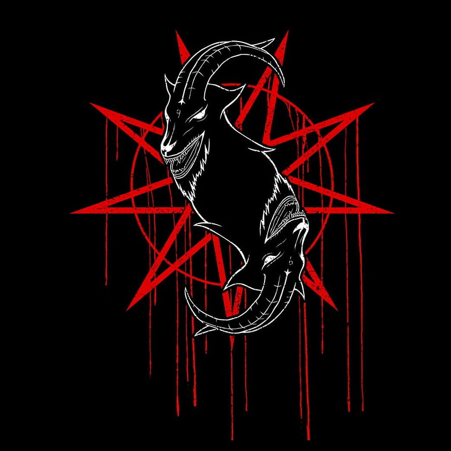 Slipknot Bloody Goat Emblem with Red Pentagram and Dripping Ink on Black Background HD phone wallpaper
