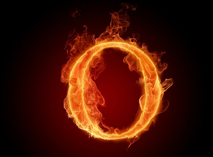 Fiery Ring of Fire and Smoke on Dark Background HD wallpaper