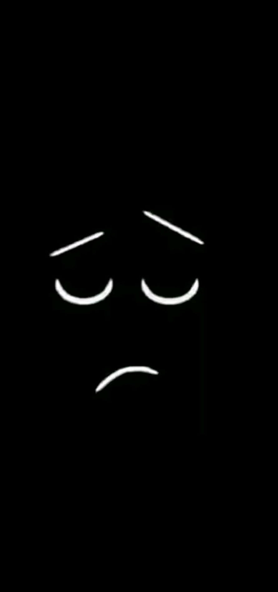 Minimalist Sad Face Line Drawing on Black Background HD phone wallpaper