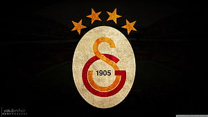 Vintage Galatasaray S.K. Logo with Stars and Stadium Background HD wallpaper
