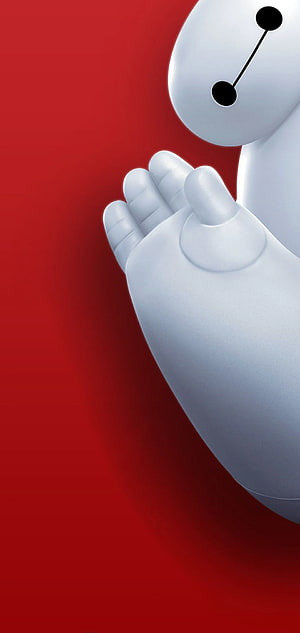 Baymax Waving Hand on Red Background HD phone wallpaper