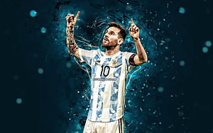 Lionel Messi Argentina National Team Number 10 Jersey Celebration Portrait HD wallpaper