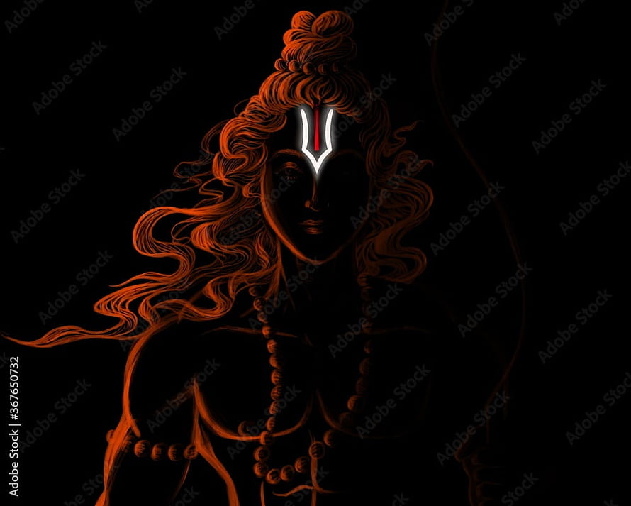 Mystical Shiva Portrait With Glowing Third Eye And Rudraksha Beads HD wallpaper