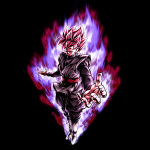 Goku Black Super Saiyan Rosé with Purple Aura in Dragon Ball Super Anime Illustration HD phone wallpaper