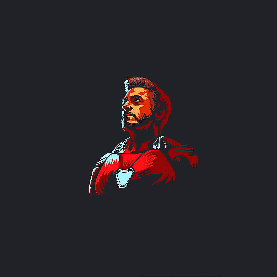 Iron Man Stylized Vector Art Portrait with Red and Blue Armor on Dark Background, Iron man, 2020, fan art, dark HD phone wallpaper